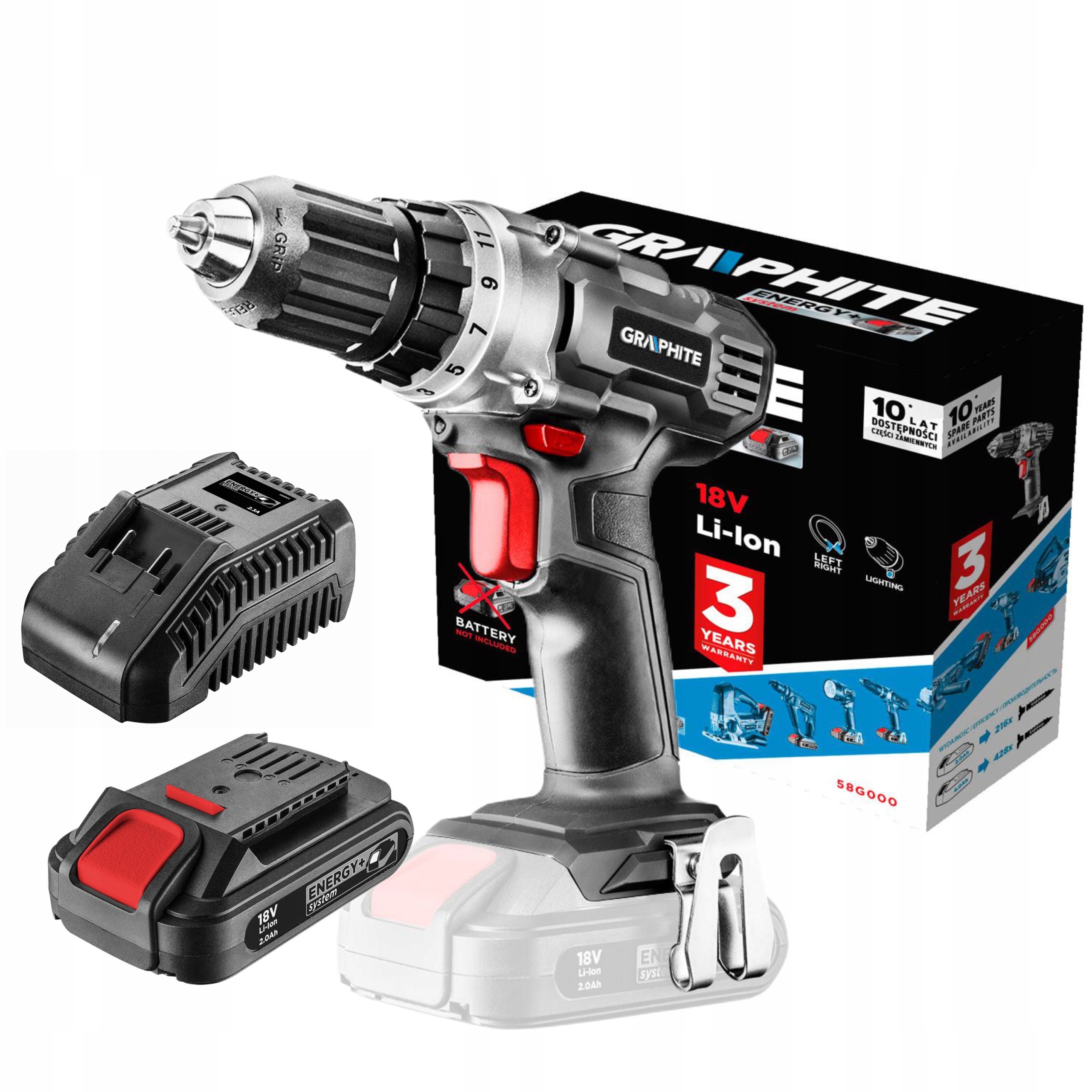 

Wiertarko Wkrętarka 2Ah 18V Li-Ion Graphite Zestaw