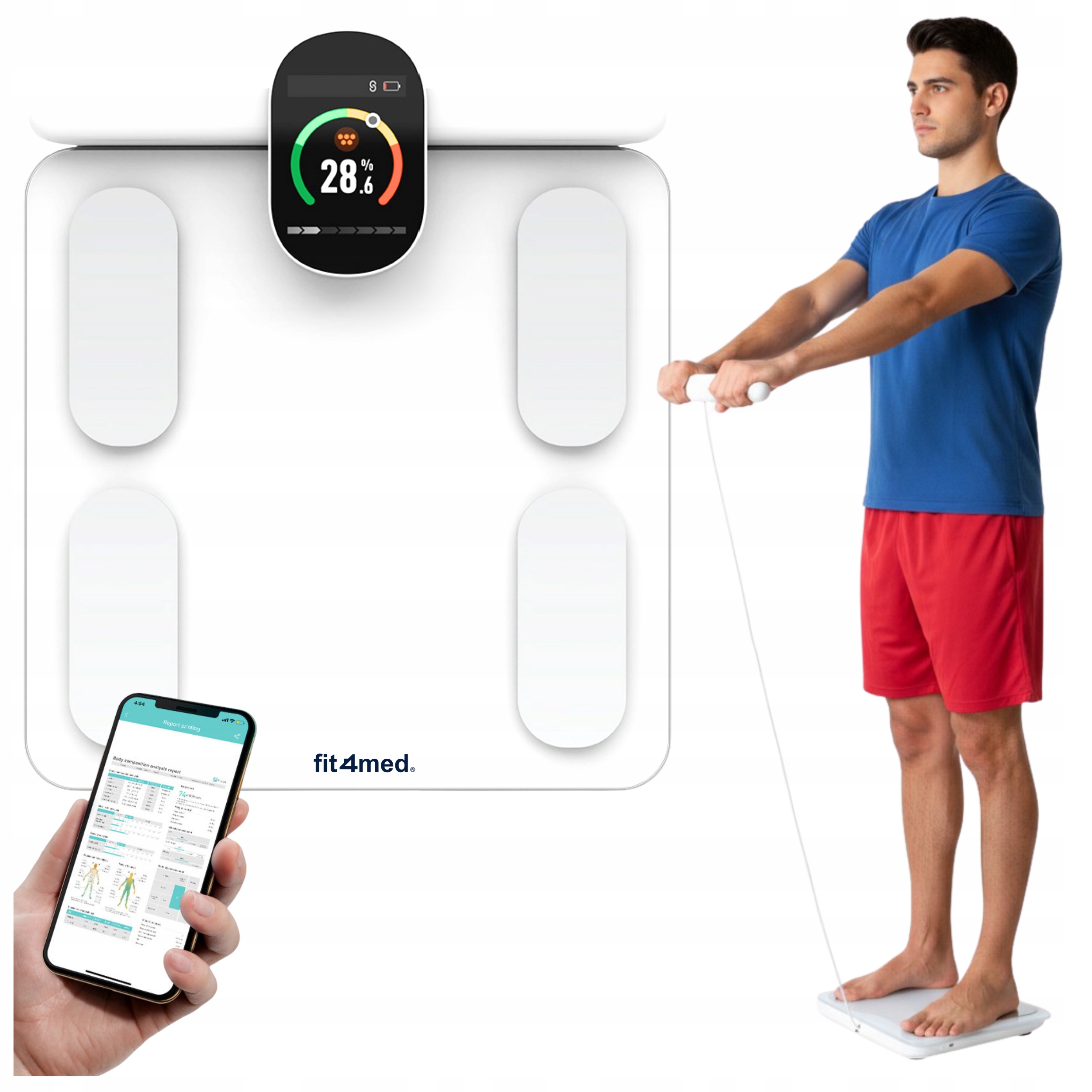 Inteligentní analytická Bluetooth koupelnová váha 180 kg, sportovní aplikace