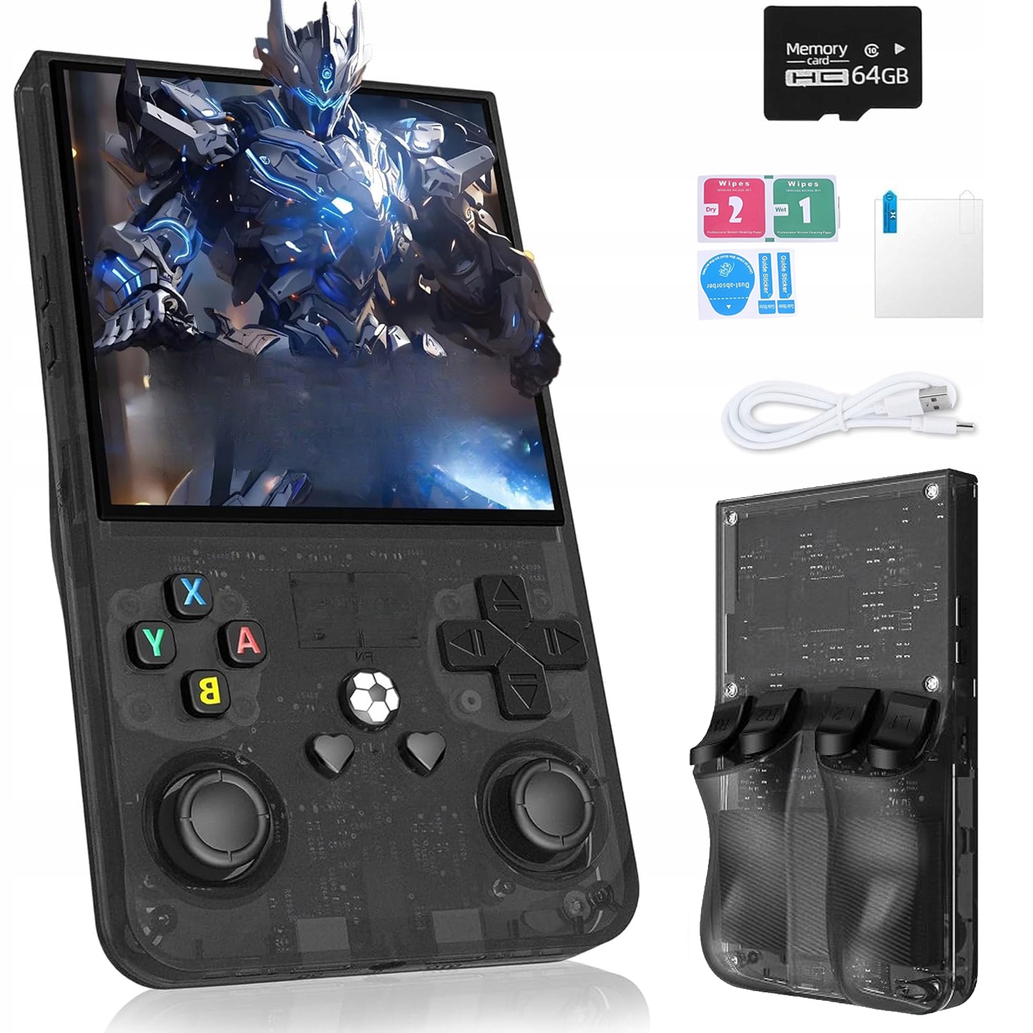 Przenośna Konsola Do Gier Retro R36MAX Z Wbudowanymi Ponad 18000 Grami, 64GB (czarna)