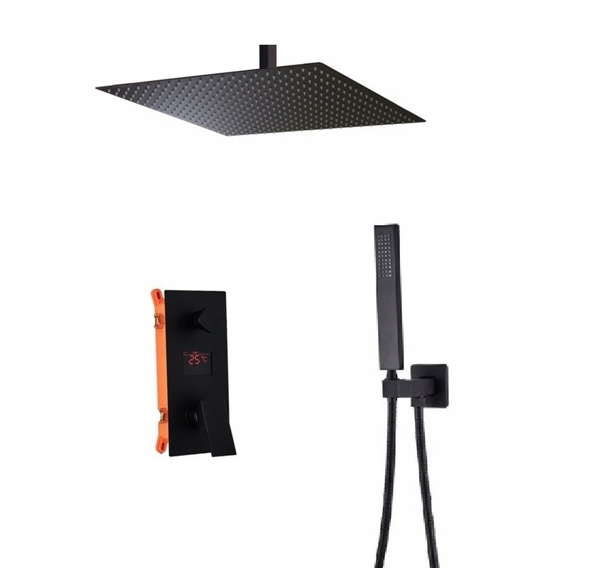 Stropný sprchový set čierny Black Big 50
