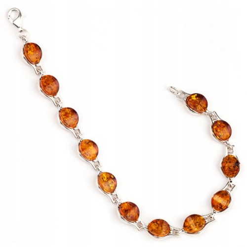 Stříbrný Náramek z pravého přírodního baltský jantar ze Stříbra 925