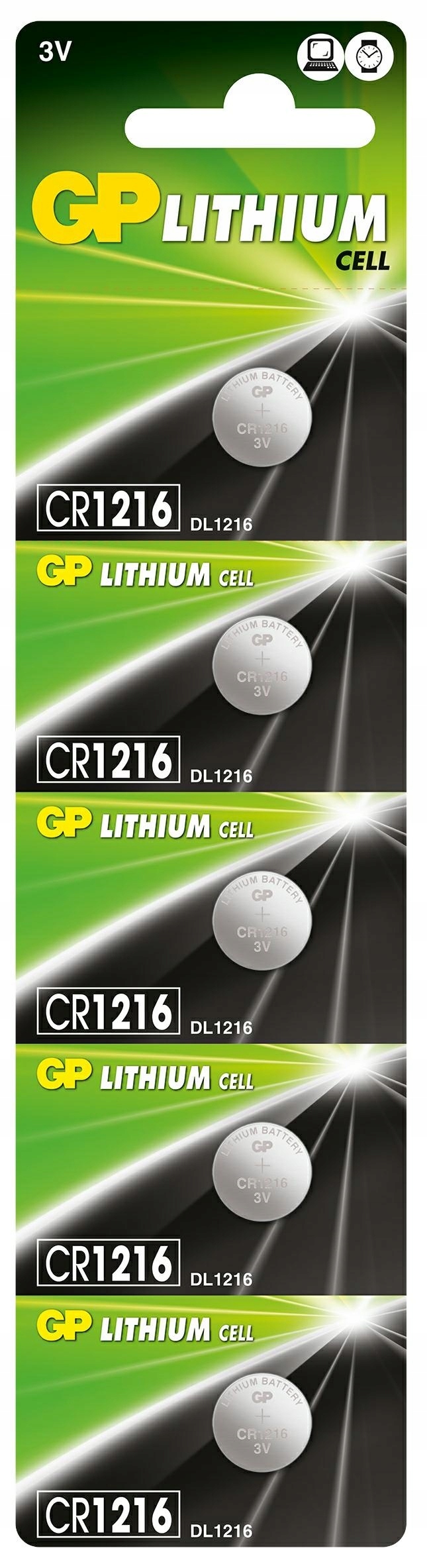 

5x Bateria litowa Gp CR1216 3V LiMnO2 25mAh guzik