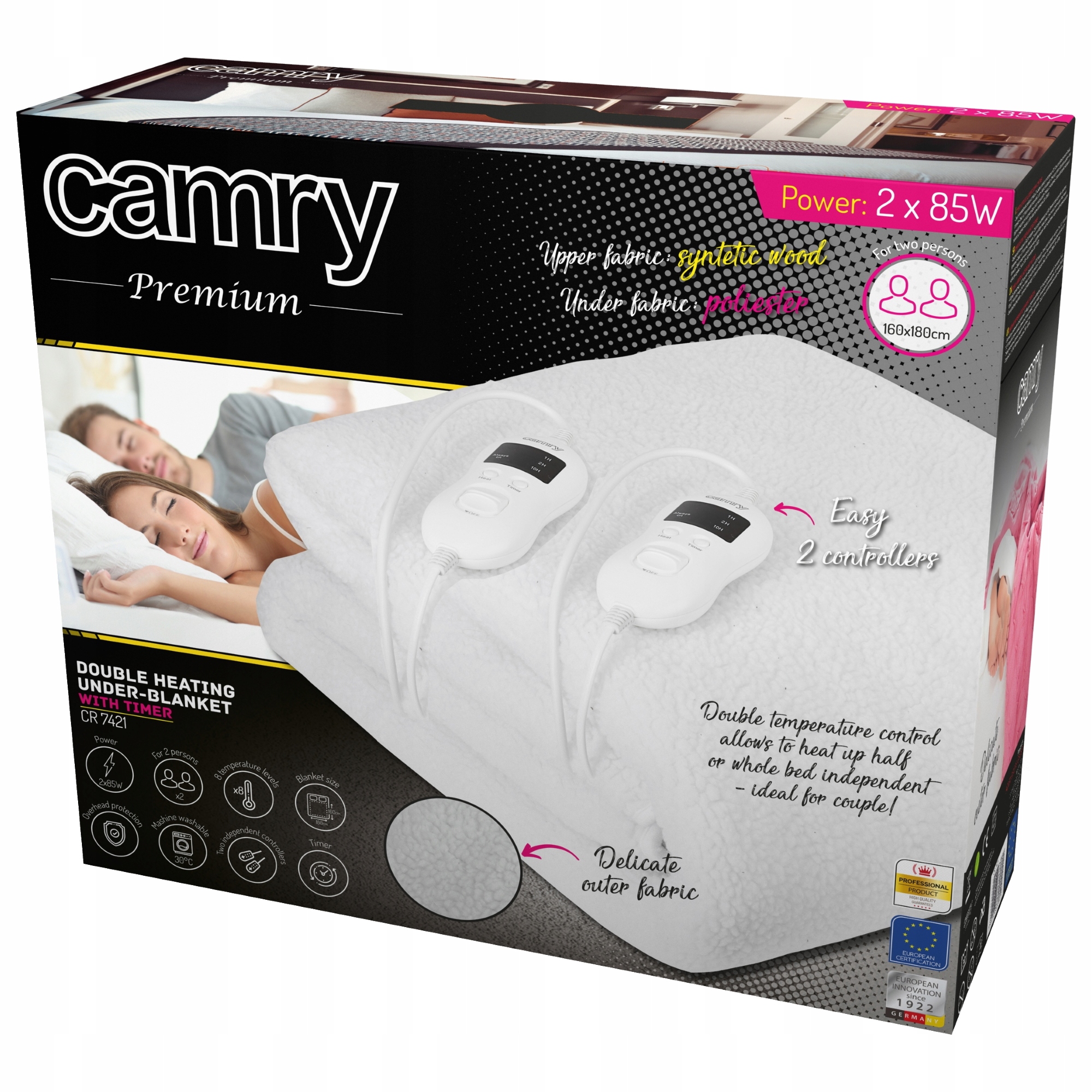 podwójny elektryczny koc podkładowy z czasomierzem Camry CR7421