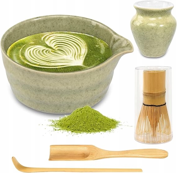 Levně 5-DÍLNÁ sada na čaj Matcha s miskou a šlehací metlou