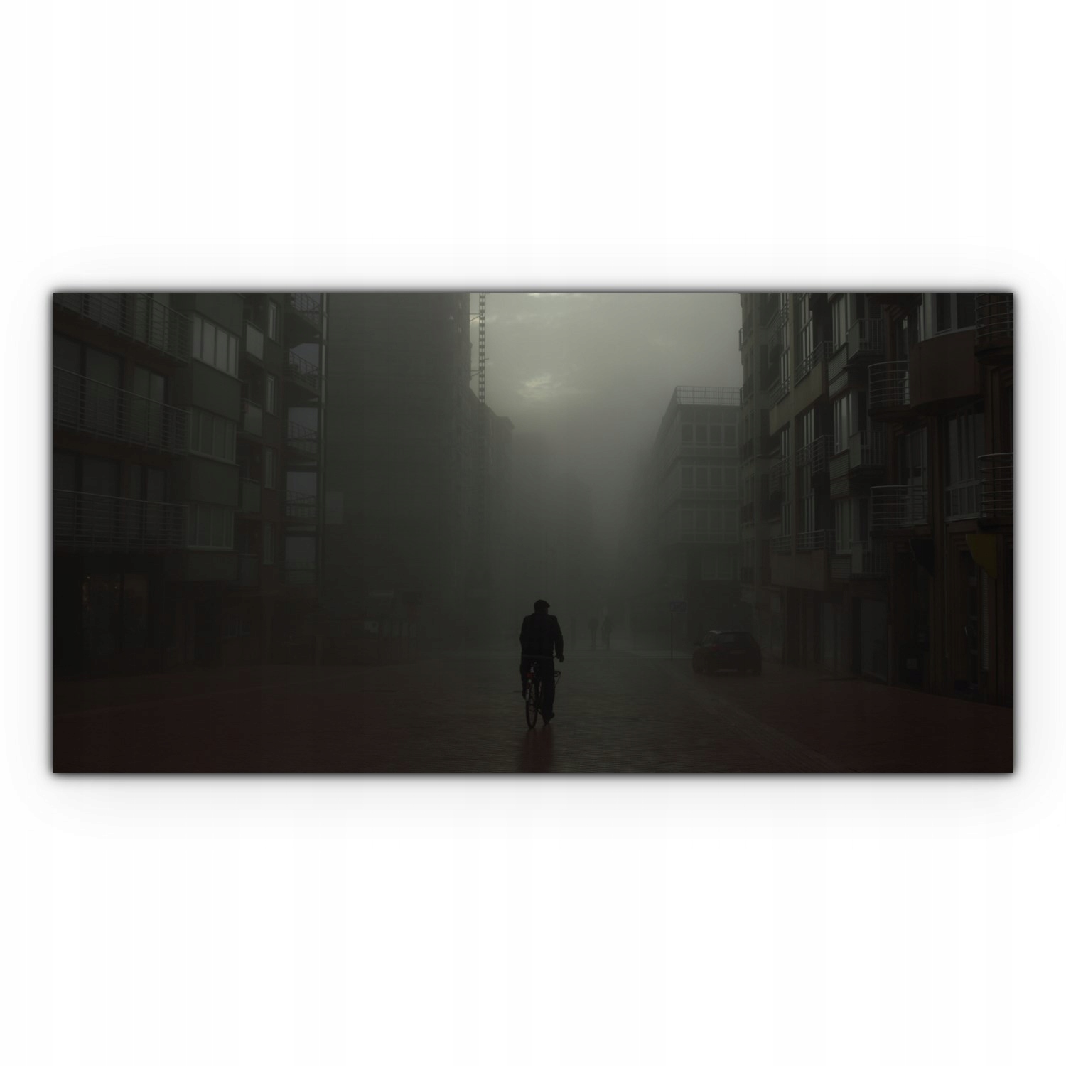 

foto-obraz na płótnie 140x70 Rowerzysta Mgła Ulica