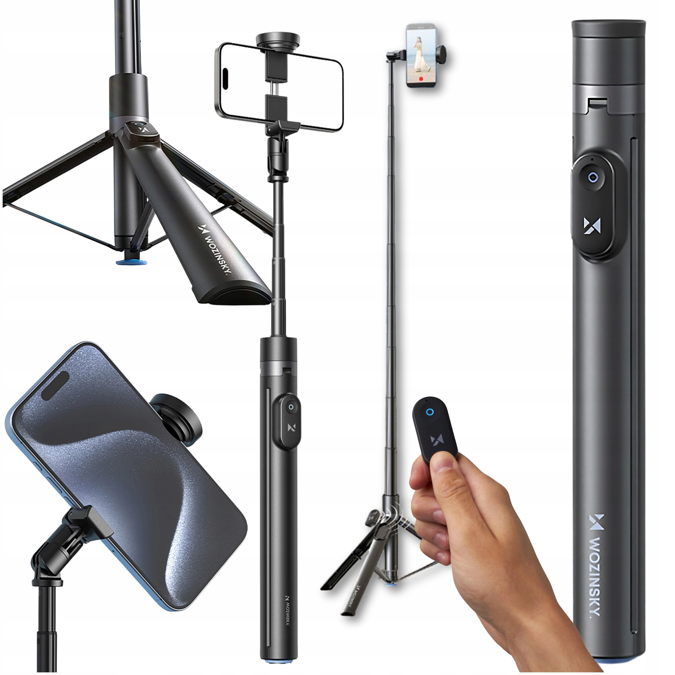Selfie Tyč Tripod Stativ Pro Telefon A Kameru Pilot Bluetooth 1,7 m
