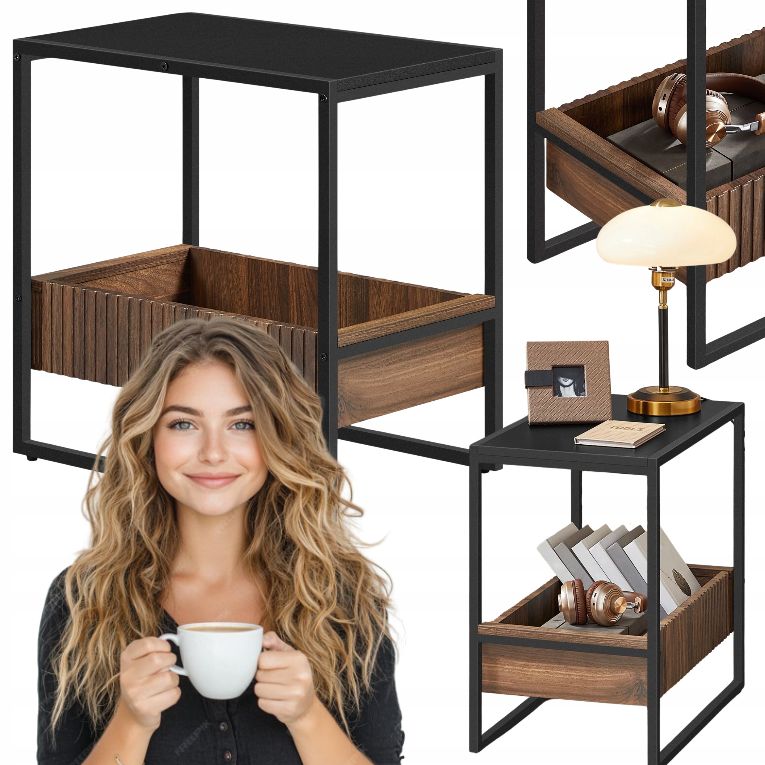 Malý Konferenčný Stolík Loft Pomocný moderný stolík do obývačky Nočný stolík