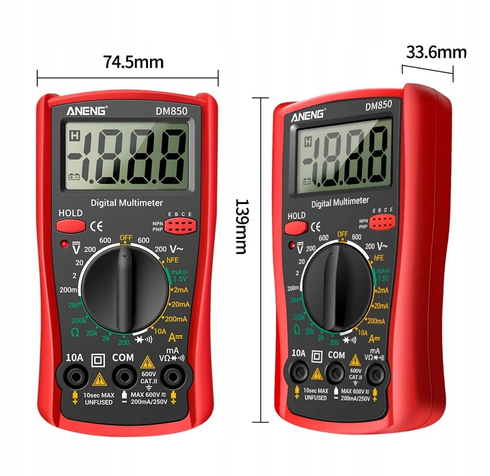 Mocny Miernik Multimetr ANENG DM850 z funkcja HOLD Marka bez marki