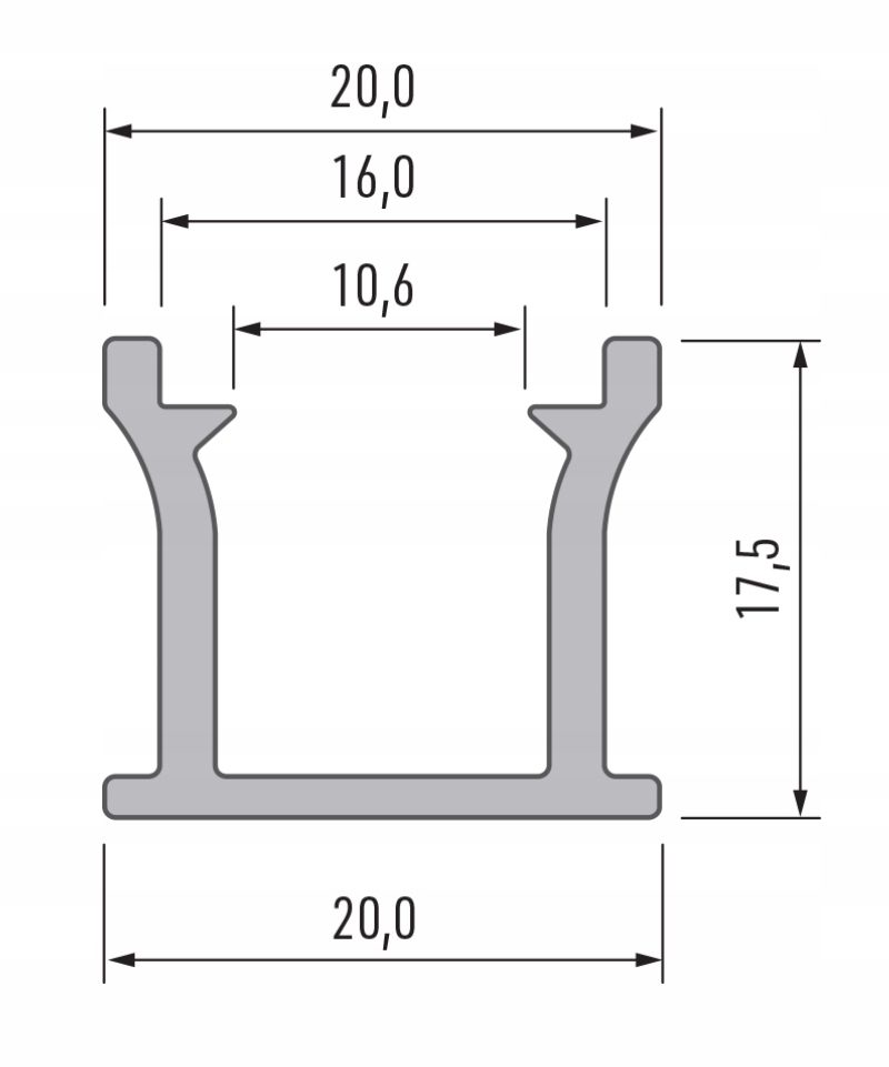 PROFIL LED WODOODPORNY IP65 IP67 RUNO CZARNY 1m Typ profil do LED