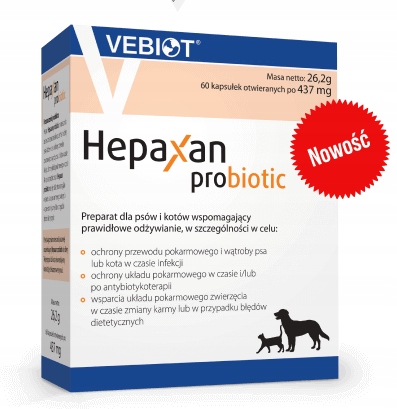 Vebiot Hepaxan Probiotic 60 kapsułek dla psa kota