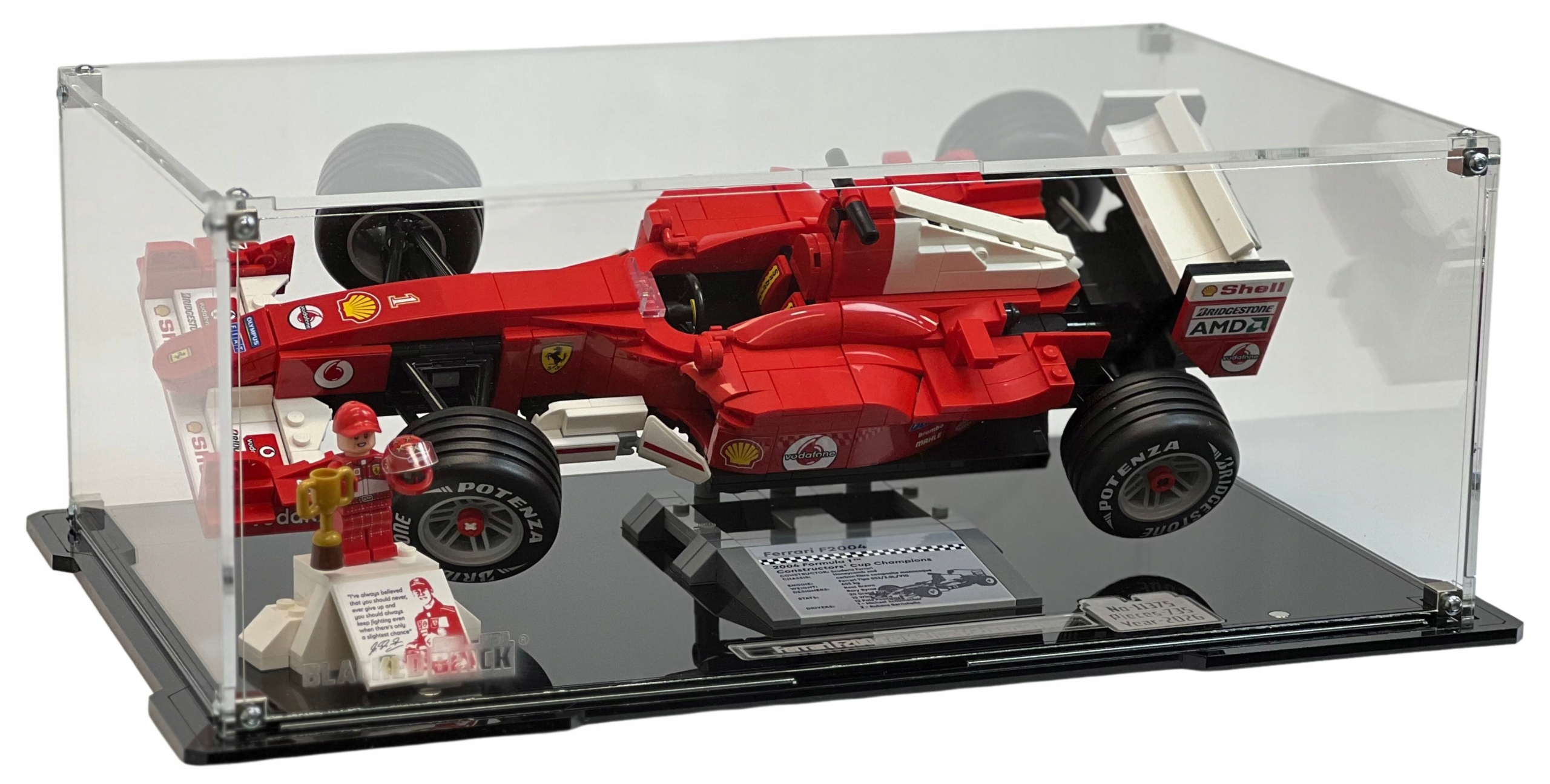 Vitrína Blacked Brick pre Lego 11375 Icons Ferrari F2004, Michael Schumacher