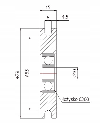 ROLKA ROLKI METALOWA fi 79 mm NA LINĘ LINKĘ 6 mm EAN (GTIN) 5903636535326