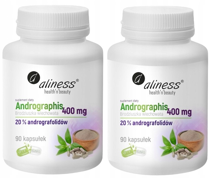 Aliness Andrographis 400 mg 20% 90 kaps. Regeneracja wątroby Brodziuszka