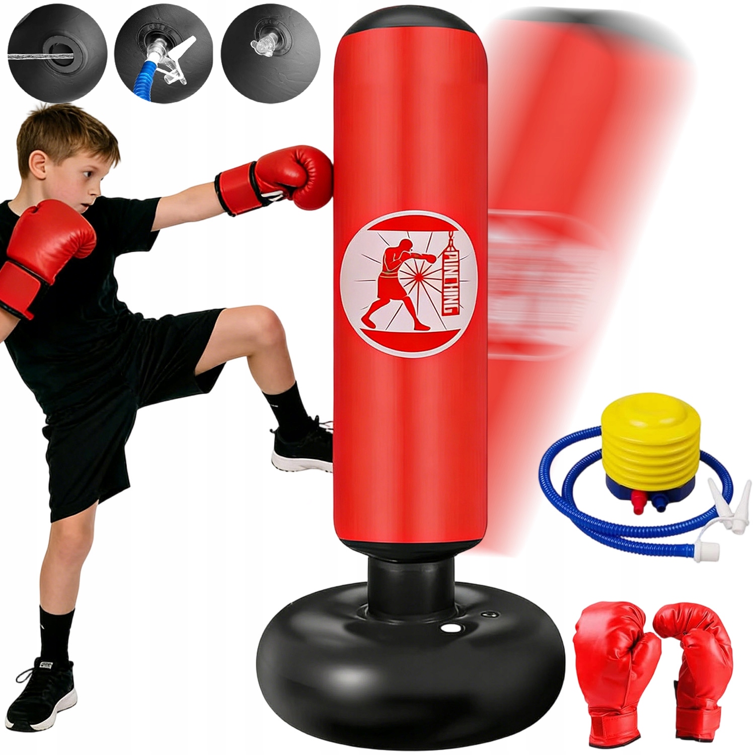 Nafukovací Boxovací Pytel 160 CM Stojící Trénink Děti Dospělí Bezpečný