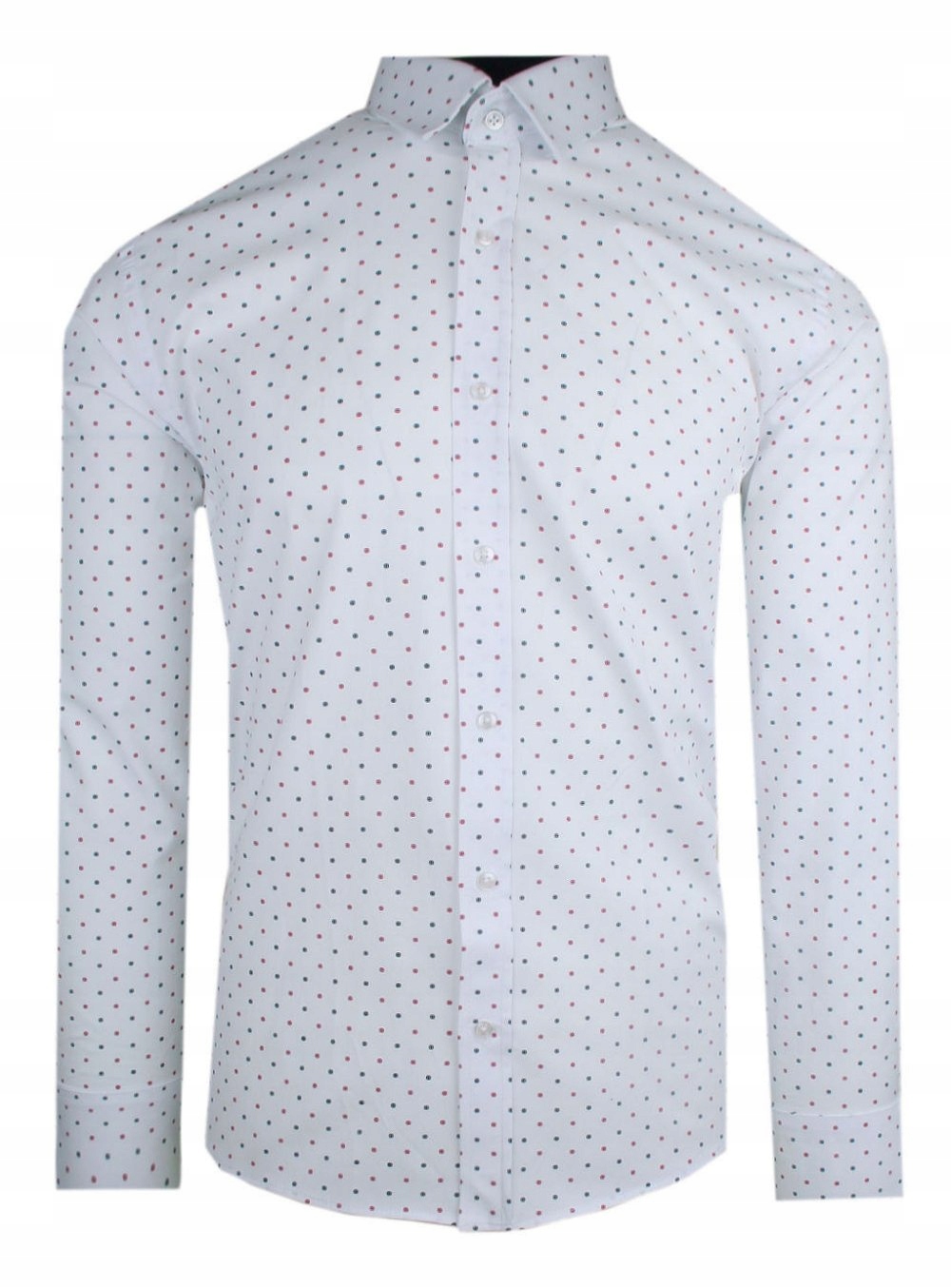 Pánská vypasovaná návštěvnická košile Rigon- Bílá s puntíky 38/176-182