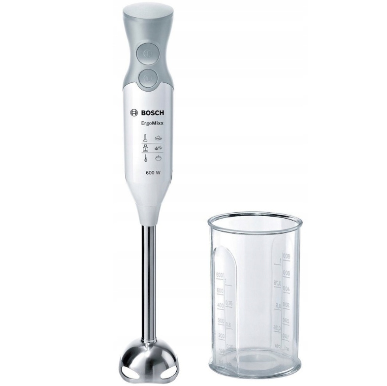 BOSCH Blender Ręczny ErgoMixx 600W Stalowy Nóż 2 Prędkości Biało-Szary — miniatura 13