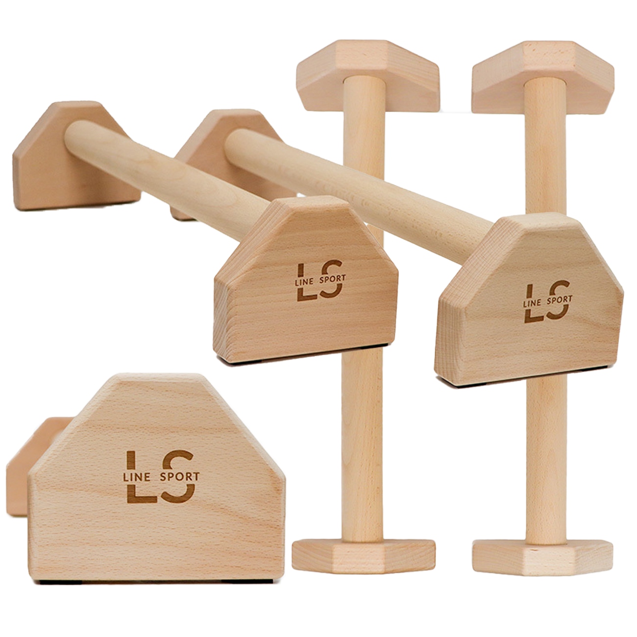 Paraletki Drewniane Uchwyty do Pompek Line Sport 50 x 12,5 x 10 cm