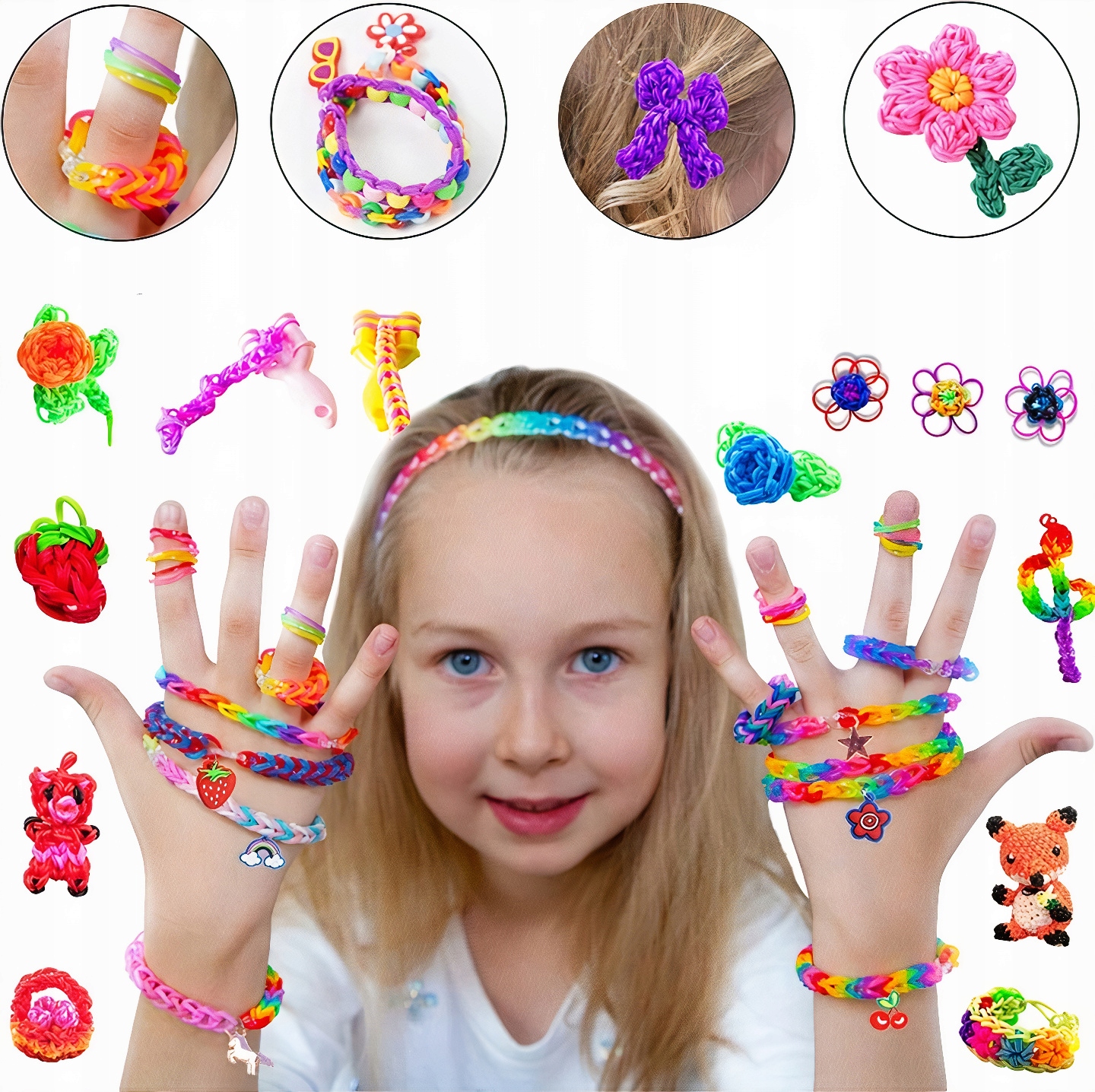 GUMKI DO ROBIENIA BRANSOLETEK ZESTAW GUMEK XXXL 15000 szt KORALIKI PREZENT Wysokość produktu 19 cm