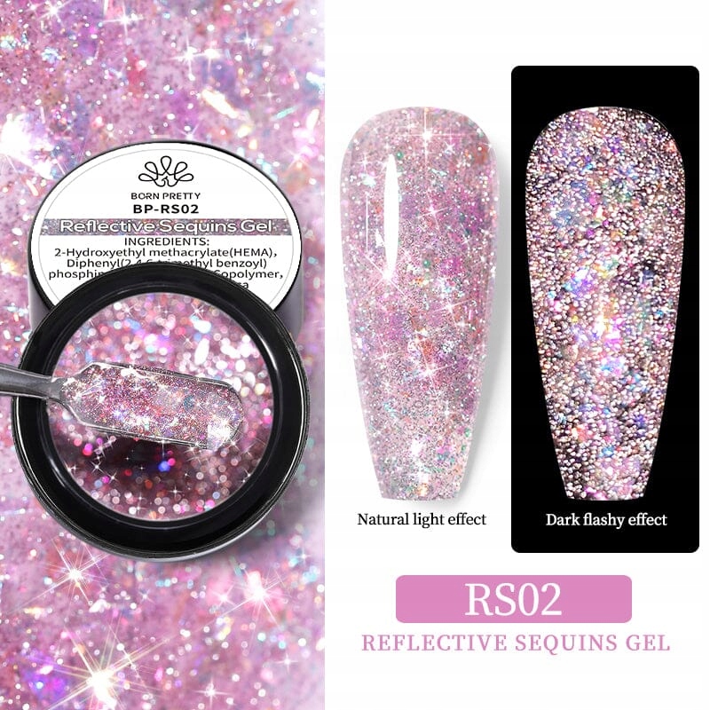 BORN PRETTY - Brokatowy Żel do Zdobień - REFLECTIVE SEQUINS GEL - RS02 Marka Born Pretty