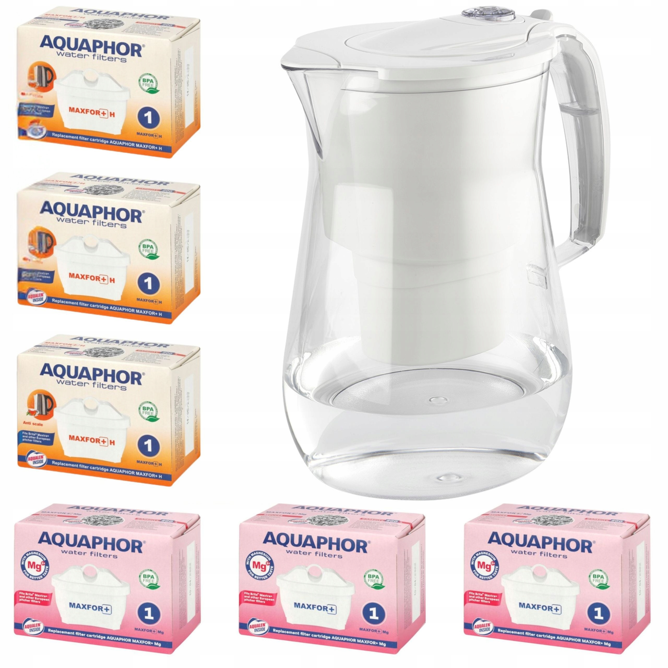 Filtrační konvice Aquaphor Onyx sada 6 náplní (3 Mg 3 H), bílá