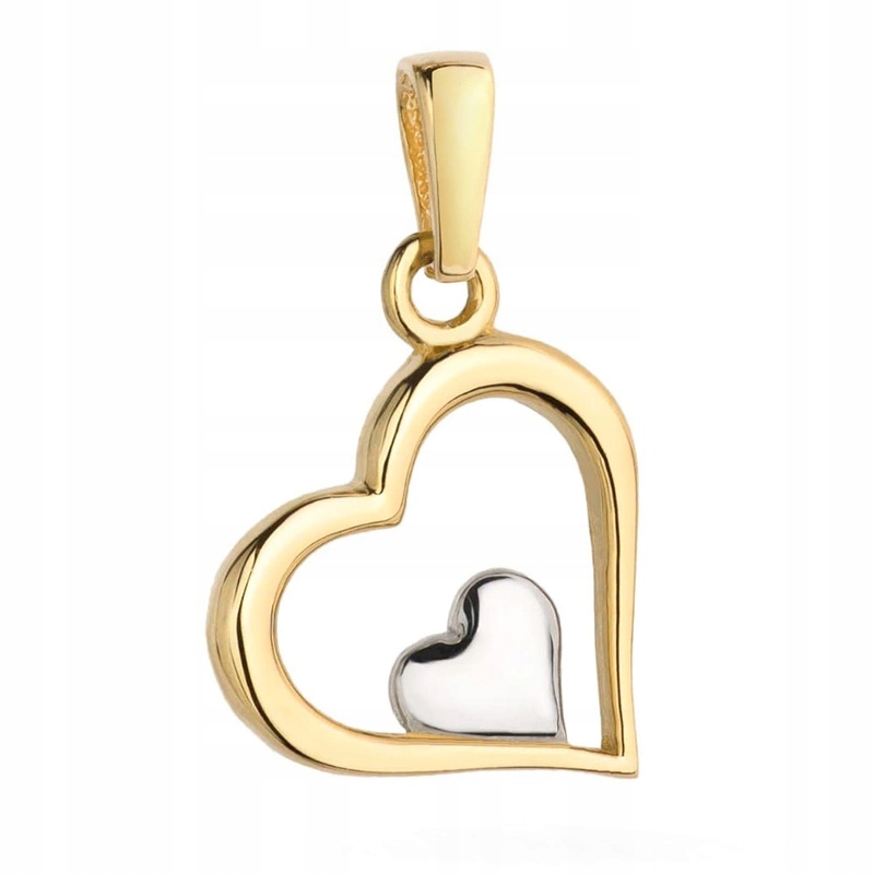 Zlatý Přívěsek pr. 585 Dvoubarevné Srdce 14k