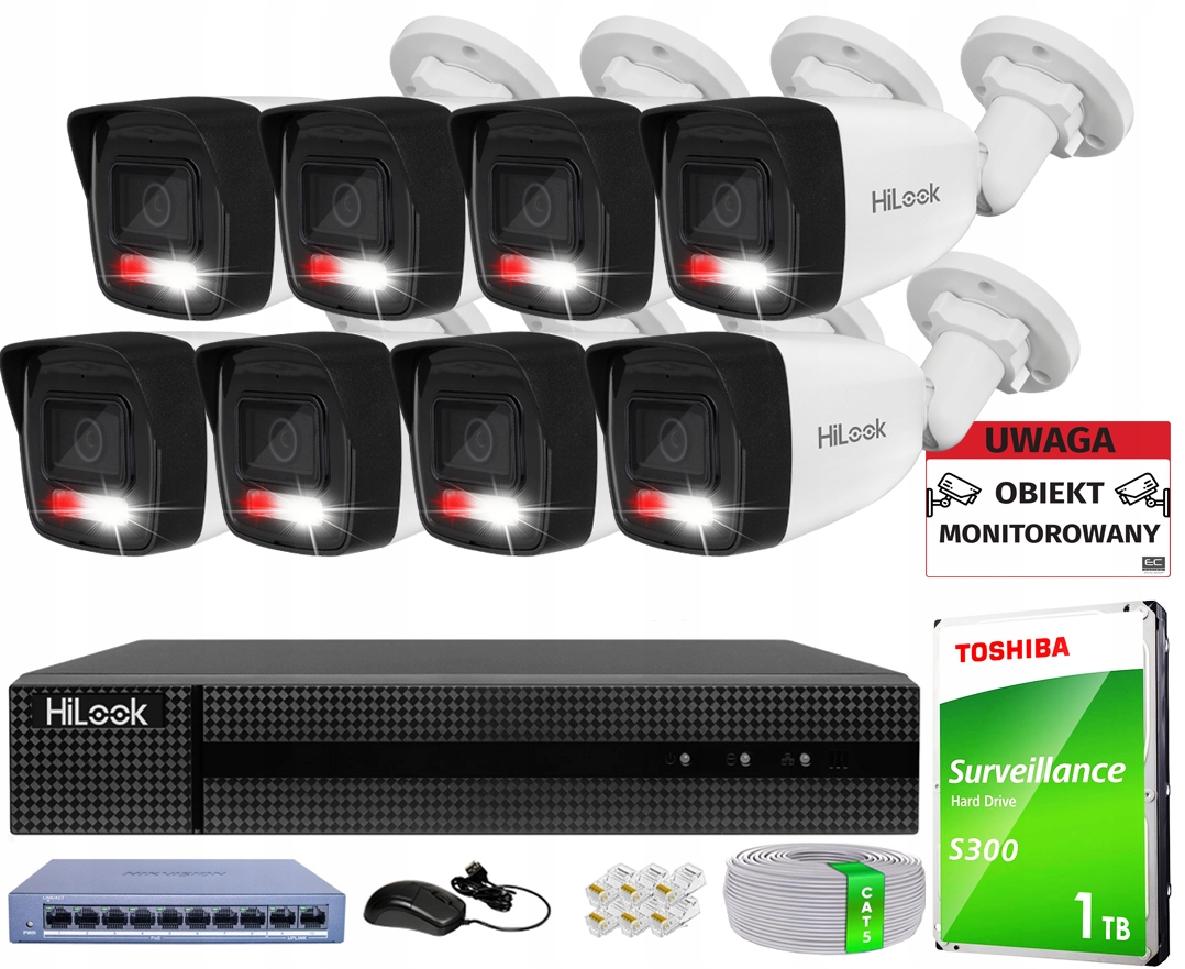 Sada na monitorovanie kamery 8 Mpx PoE Smart Hybrid Light HiLook od spoločnosti Hikvision