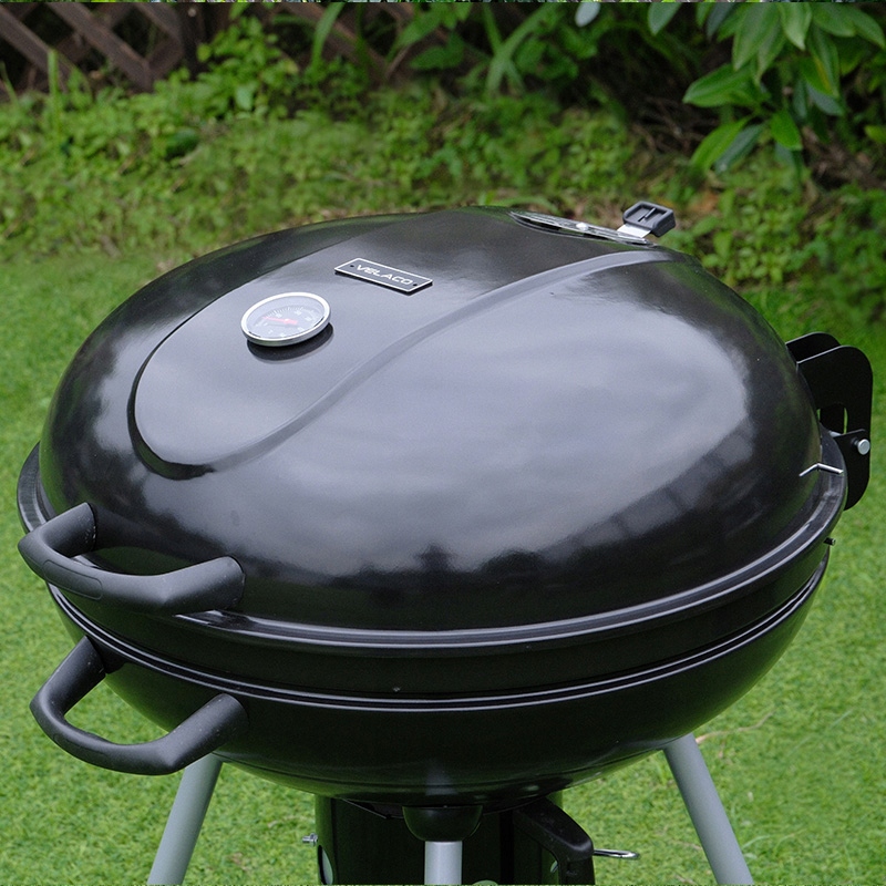 GRILL OGRODOWY WĘGLOWY Z POKRYWĄ OKRĄGŁY VL04 CZARNY Głębokość grilla 50 cm