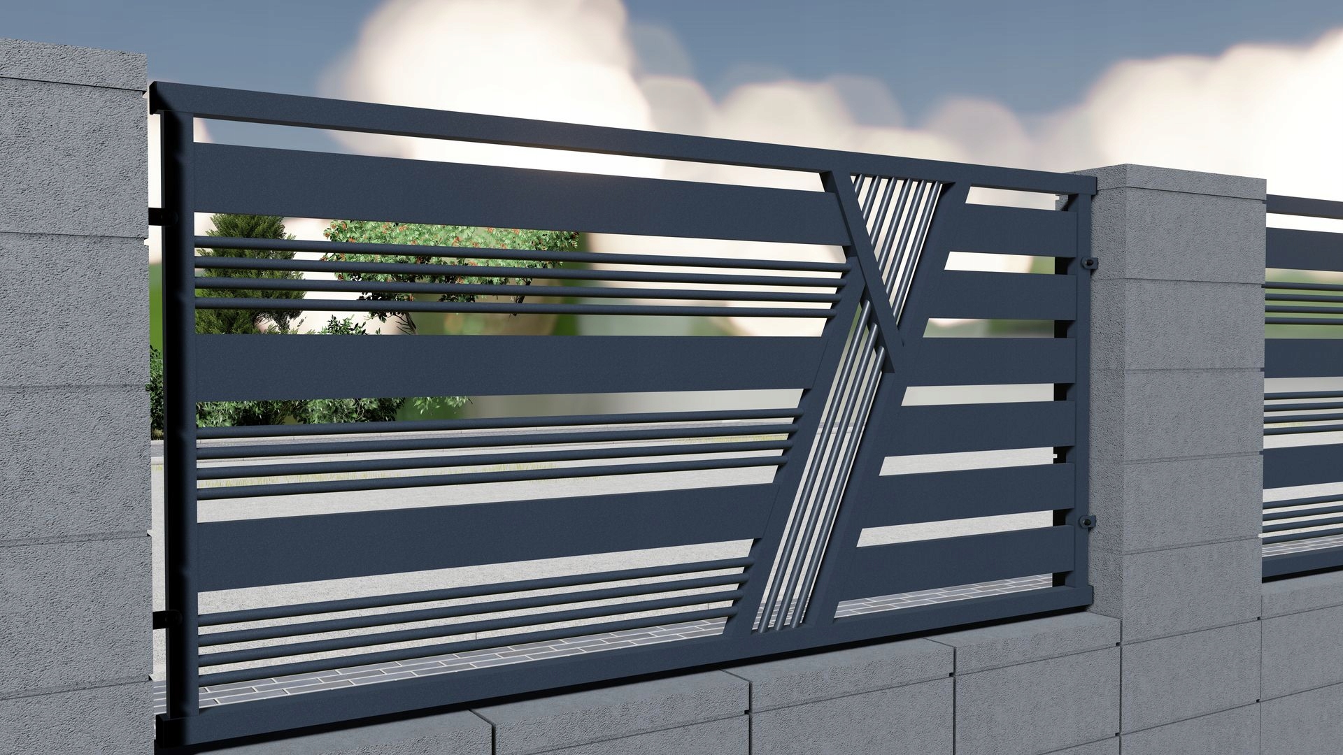 nowoczesne ogrodzenie panelowe płoty metalowe 374 (374-przęsło-196x90) •  Cena, Opinie • Przęsła 9205845717 • Allegro