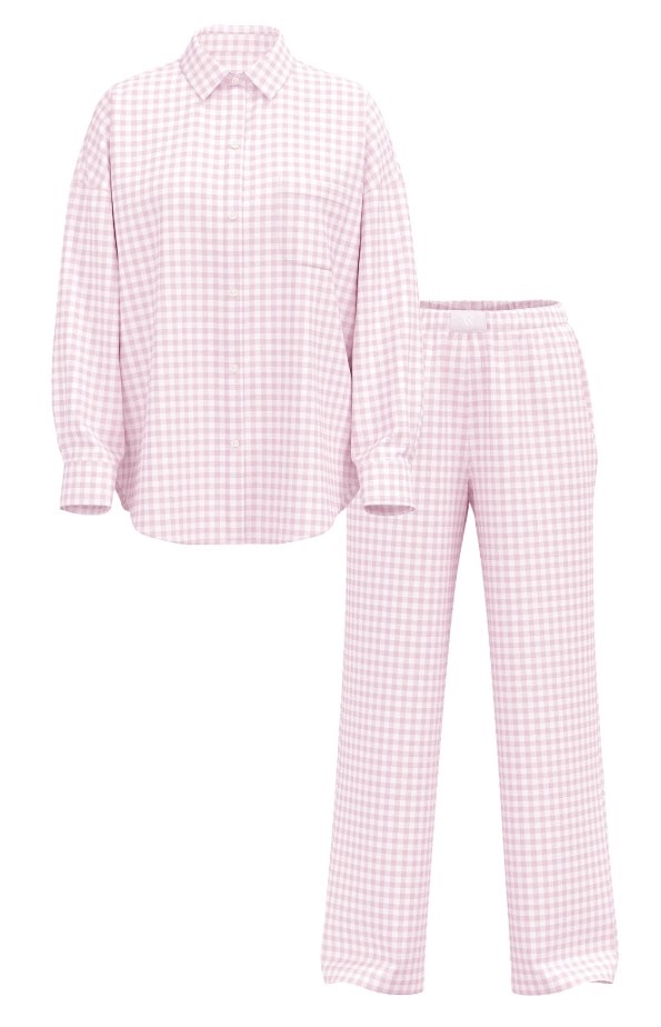 Dlouhé pyžamo z modalu a bavlny Victoria's Secret s kostkou Xs (s) Regular