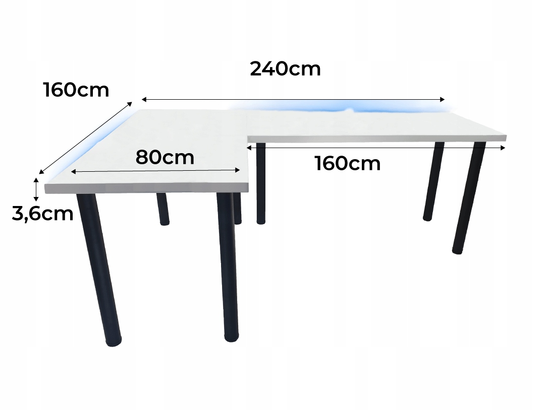 BIURKO GAMINGOWE NAROŻNE LEDY RADIOWE PRODUCENT Wysokość mebla 75 cm
