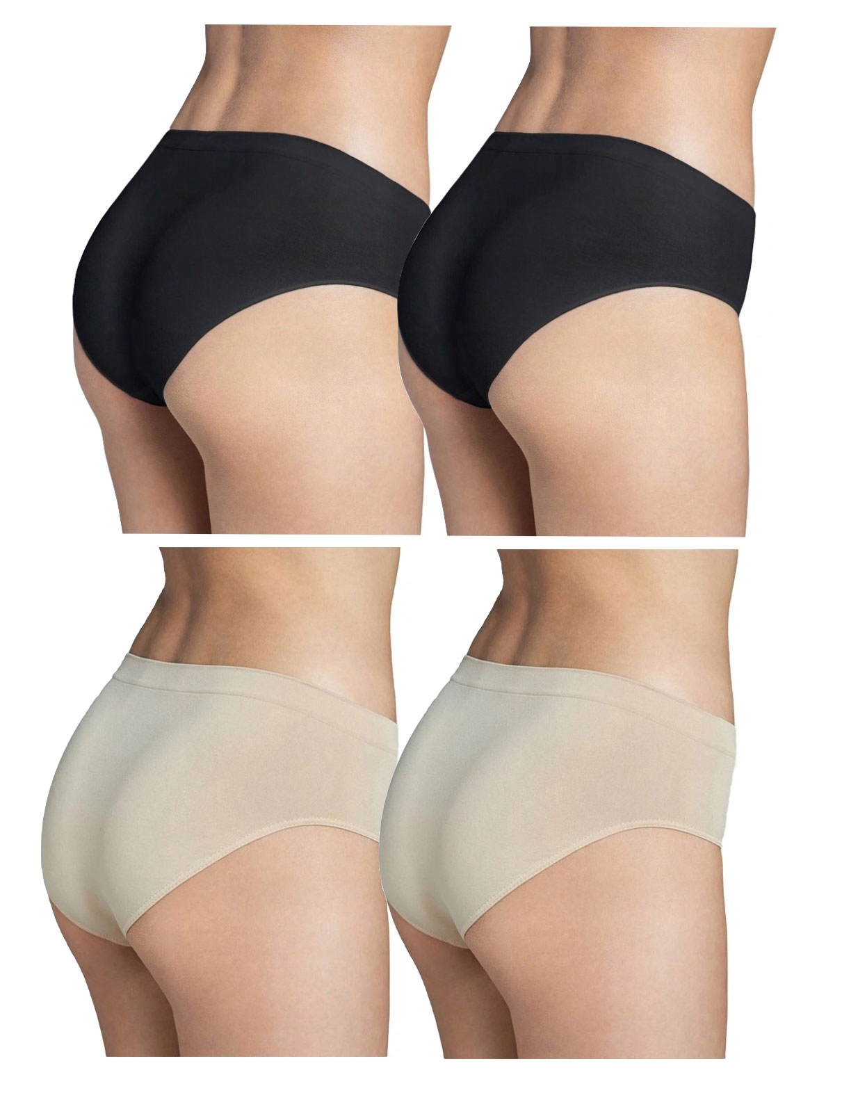

4PAK Gatta Majtki Seamless Cotton Czarny Beż XL