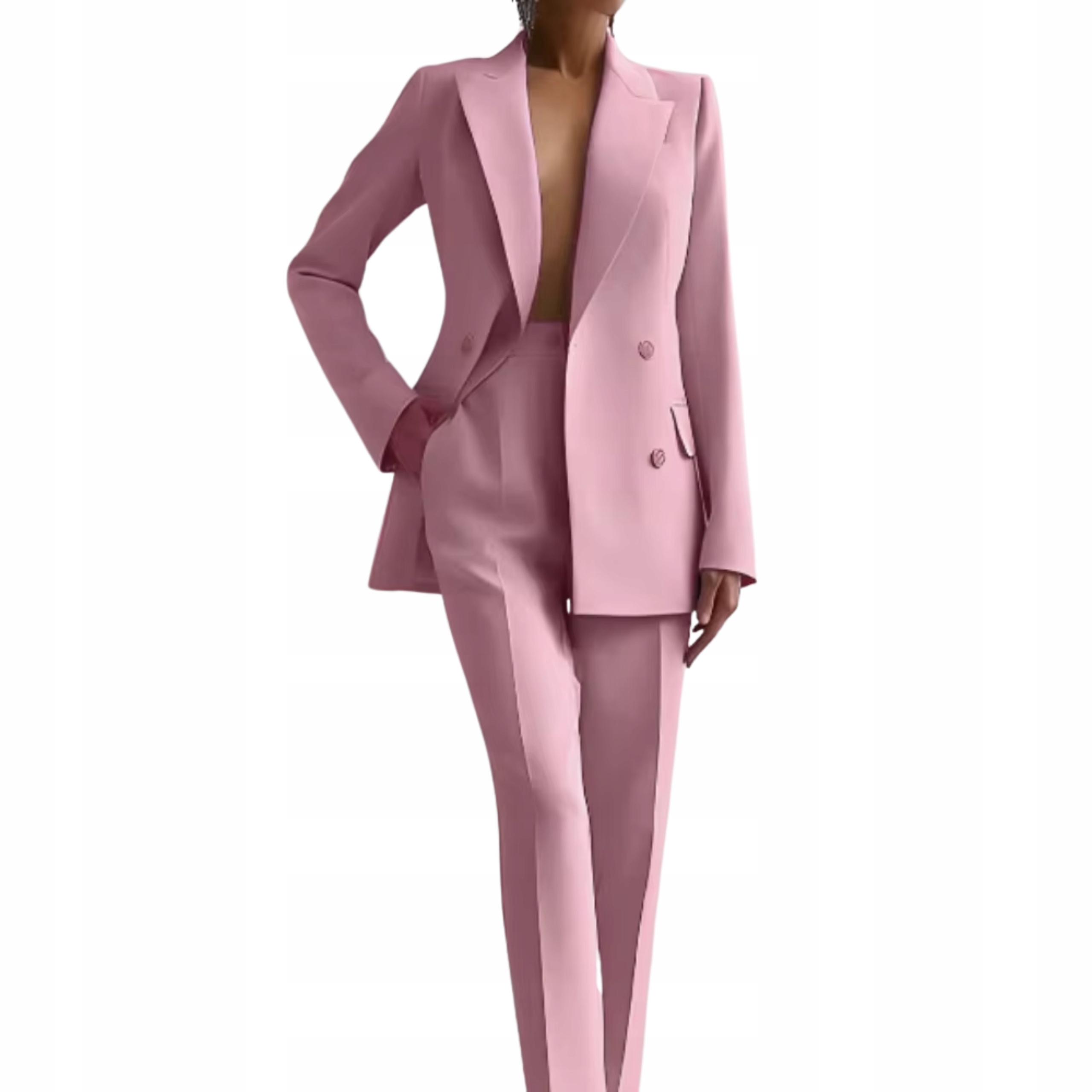 Garnitur damski marynarka i spodnie komplet i zestaw różowy