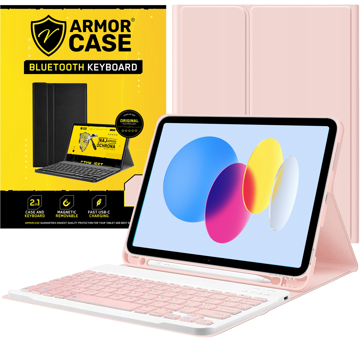 Pouzdro Klávesnice pro Apple Ipad 10.9 Gen 10 2022 A2696 Růžová