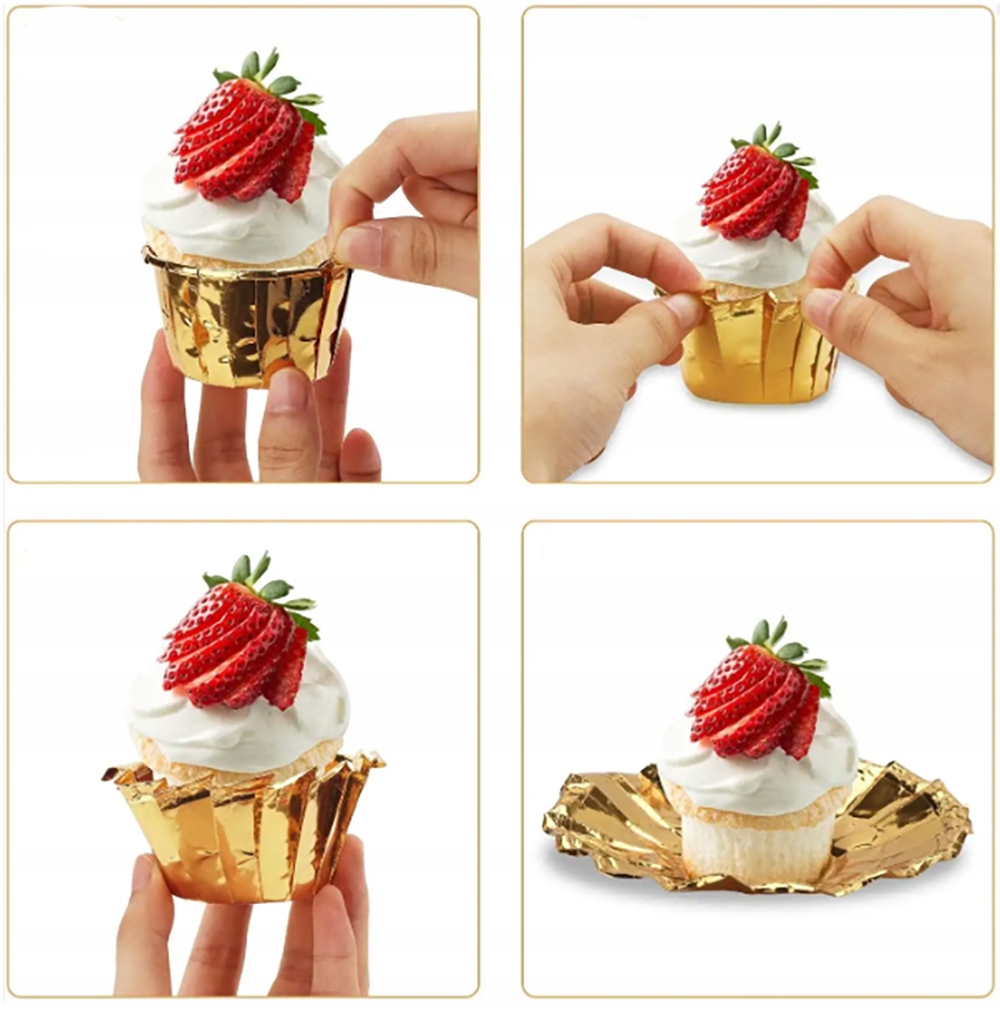 PAPILOTKI DO MUFFINEK ZŁOTE 50x40 KUBECZKI FOREMKI NA BABECZKI PAPIEROWE Marka inna