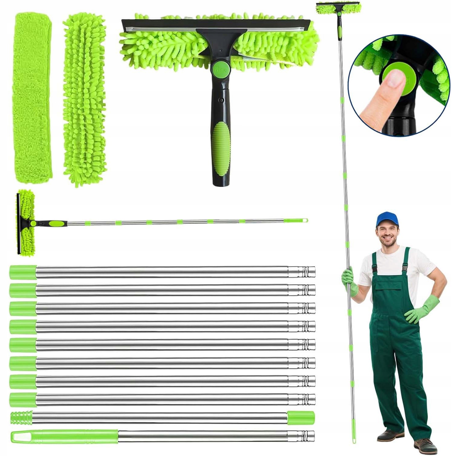 Mop Na Okna Čistič Zrcadel Podlah Nastavitelný 430 CM 2V1 Odstranitelný