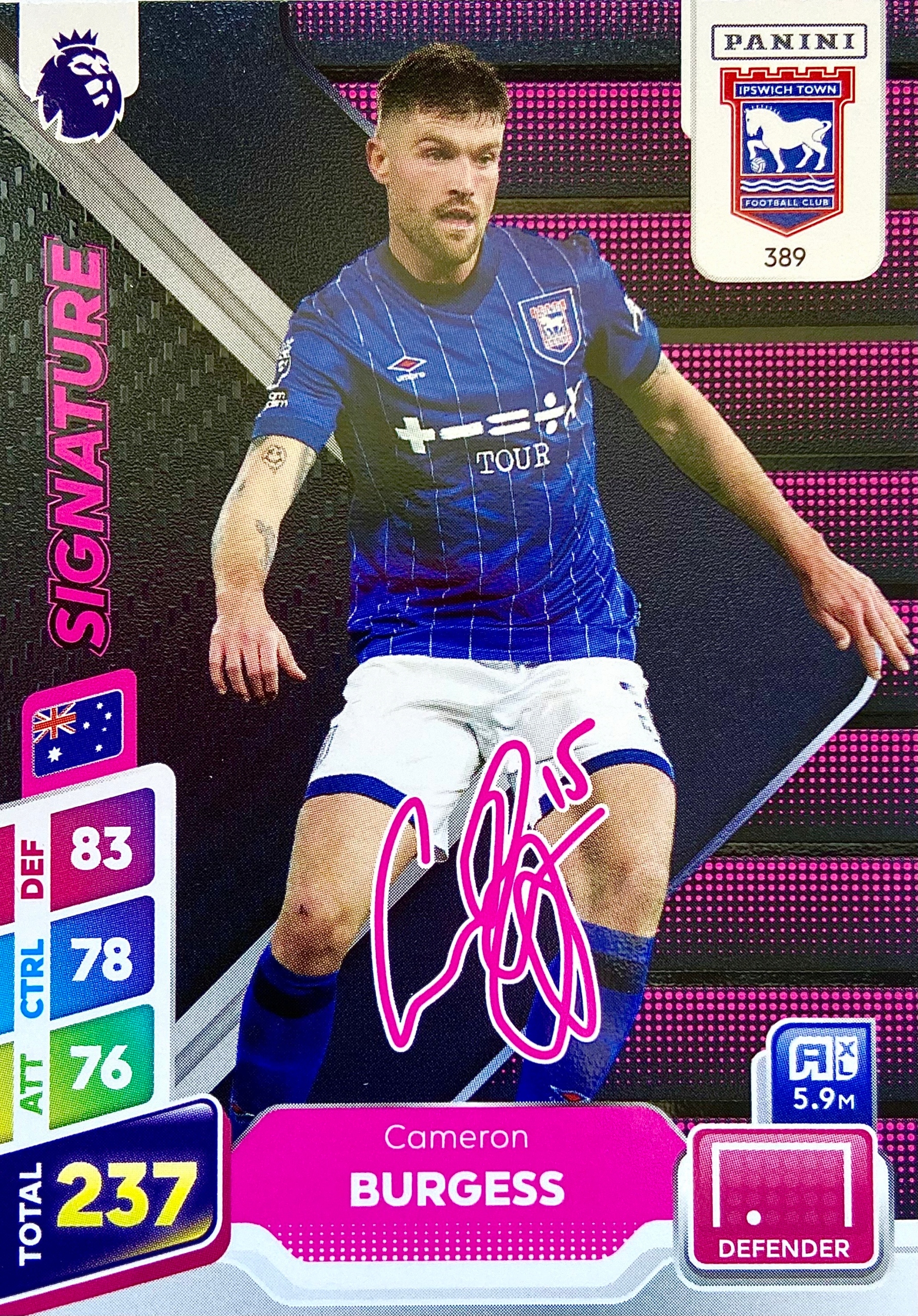 Premier League Plus 2025 Signature 389 Cameron Burgess Ipswich Town