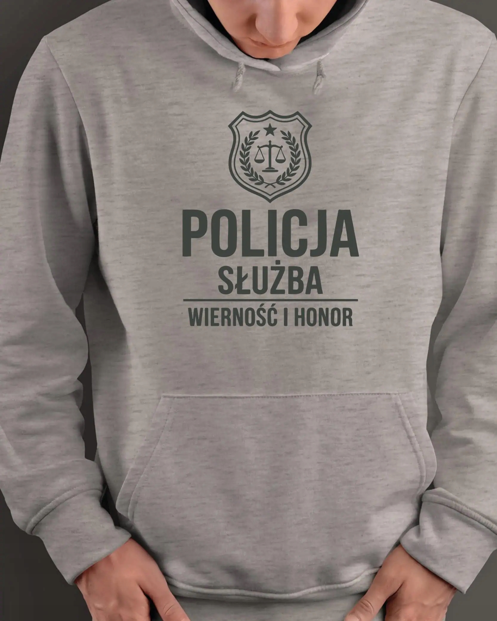 Mikina s kapucí Dárek pro policistu Honor Služba Šedá M