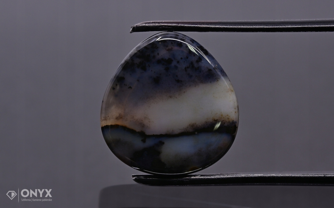 Dendritový achát z Kazachstánu konvexní plaketa slza