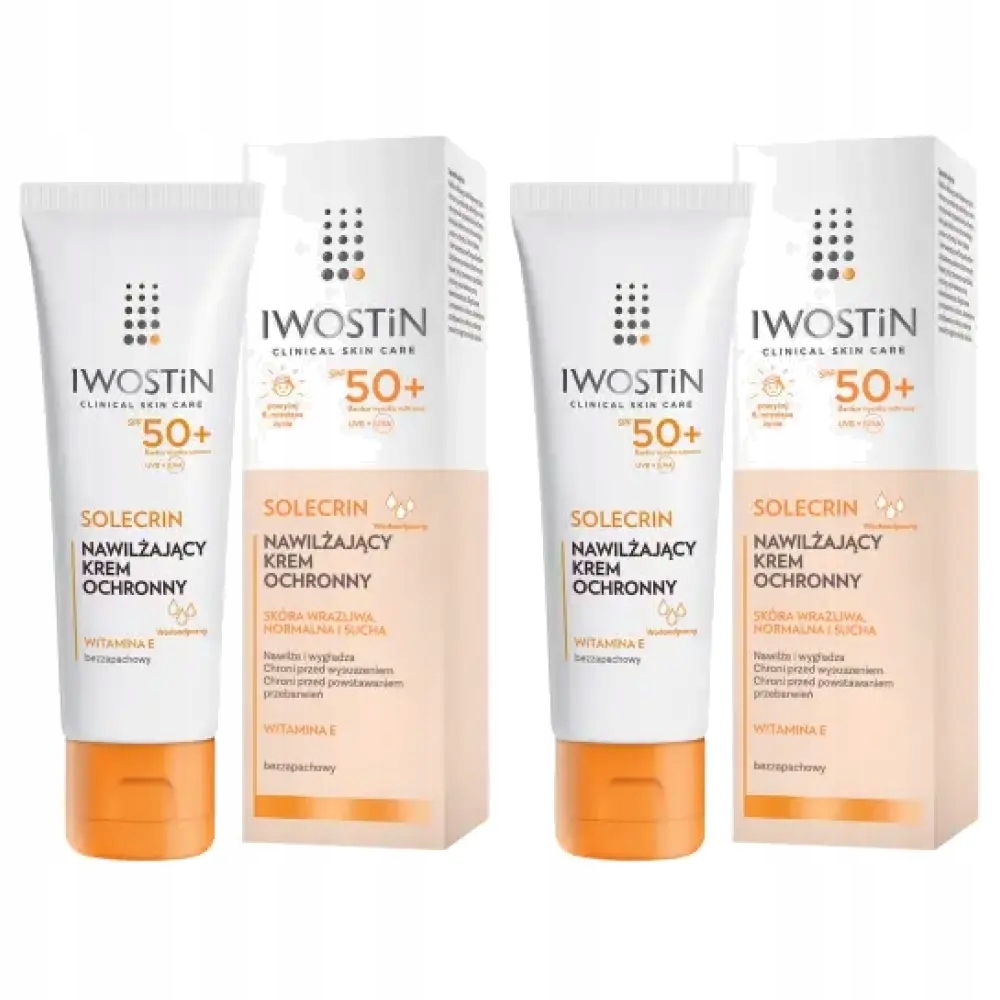 2x Iwostin Solecrin Nawilżający krem ochronny Spf 50+, 50 ml