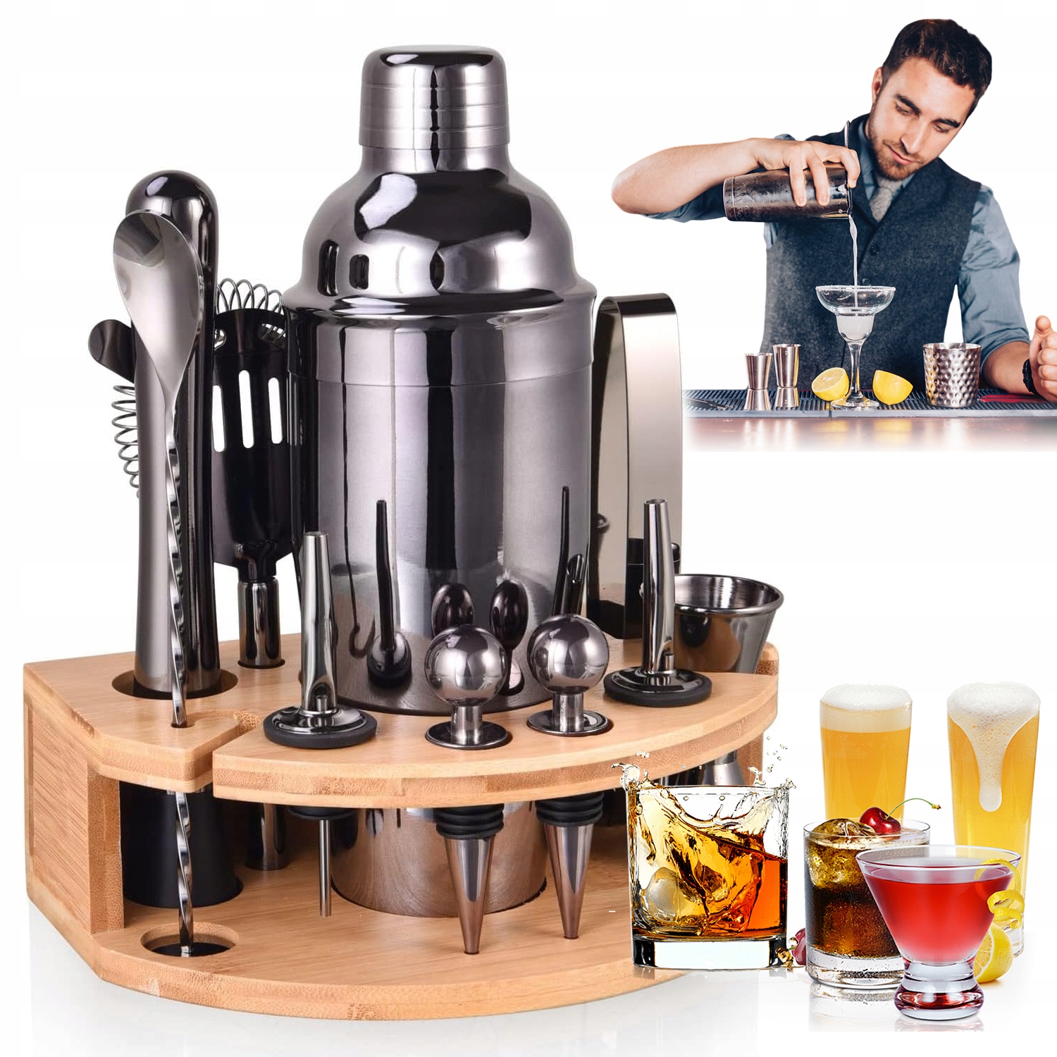 Profesionální Barmanský Set Na Nápoje Shaker 12 Elementů 750 ml