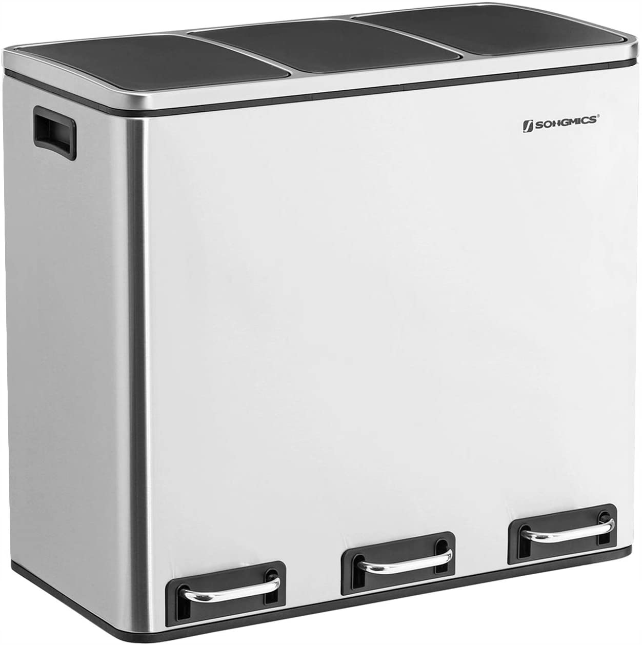 Levně Stříbrný odpadkový koš 3 komory x 18 L
