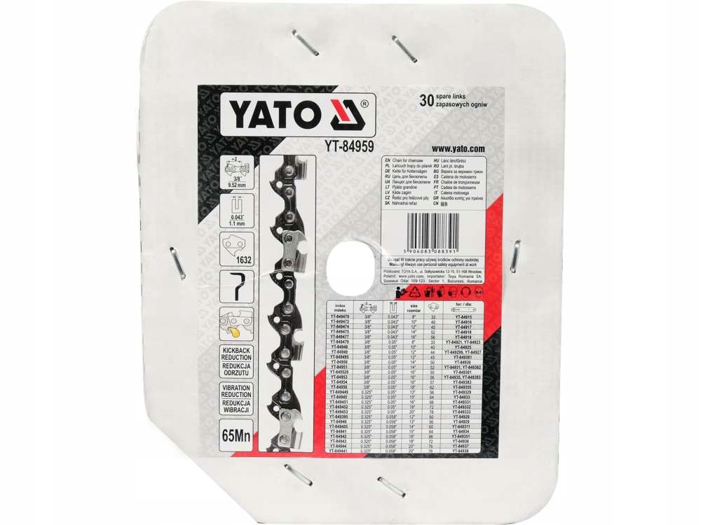 Pilový Řetěz Pro Pilu Yato 3/8 1.1 mm 1632 Články na bubnu Půl dláta