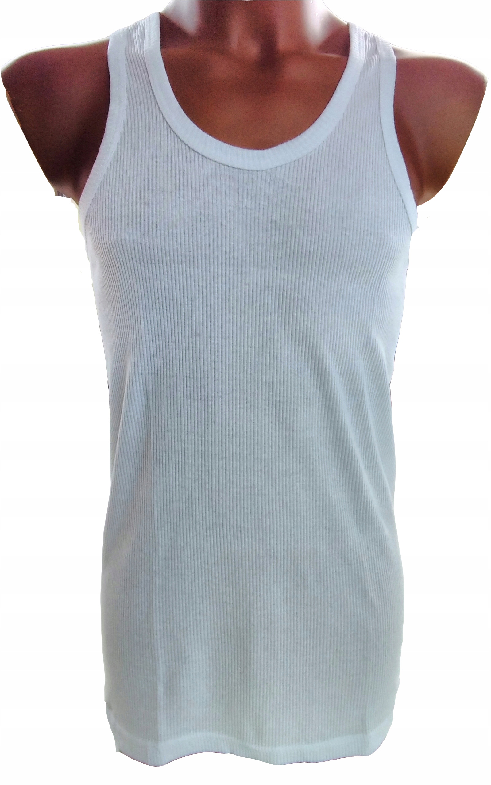 

3 Szt. Podkoszulka męska Prążki biała.Bawełna. 3XL