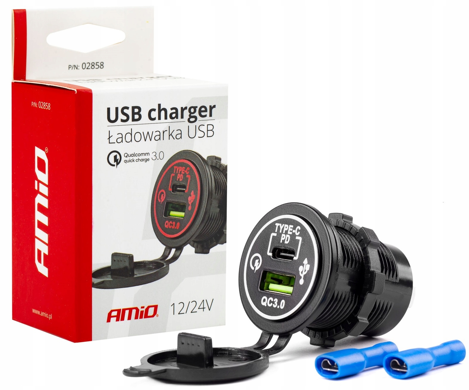 Gniazdo samochodowe ładowarka USB + USB C 12V 24V