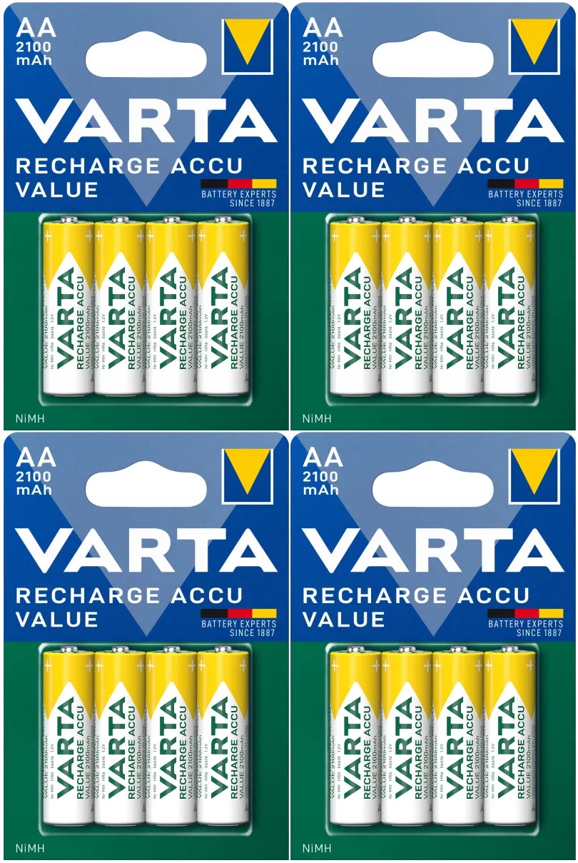16 x Akumulátory Varta R6 Aa 2100 mAh Baterie Pro Fotoaparát Hračky Pilota Padu