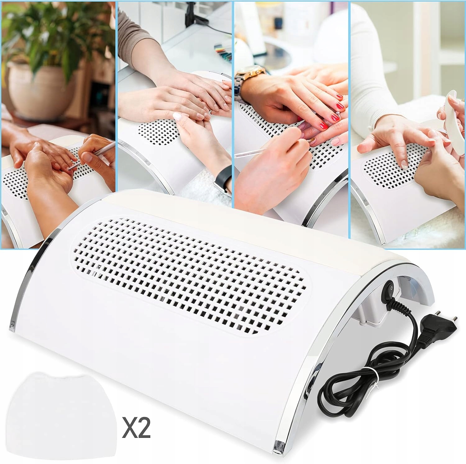 Profesionální vysavač na nehty 40 W se 3 ventilátory a 2 sáčky