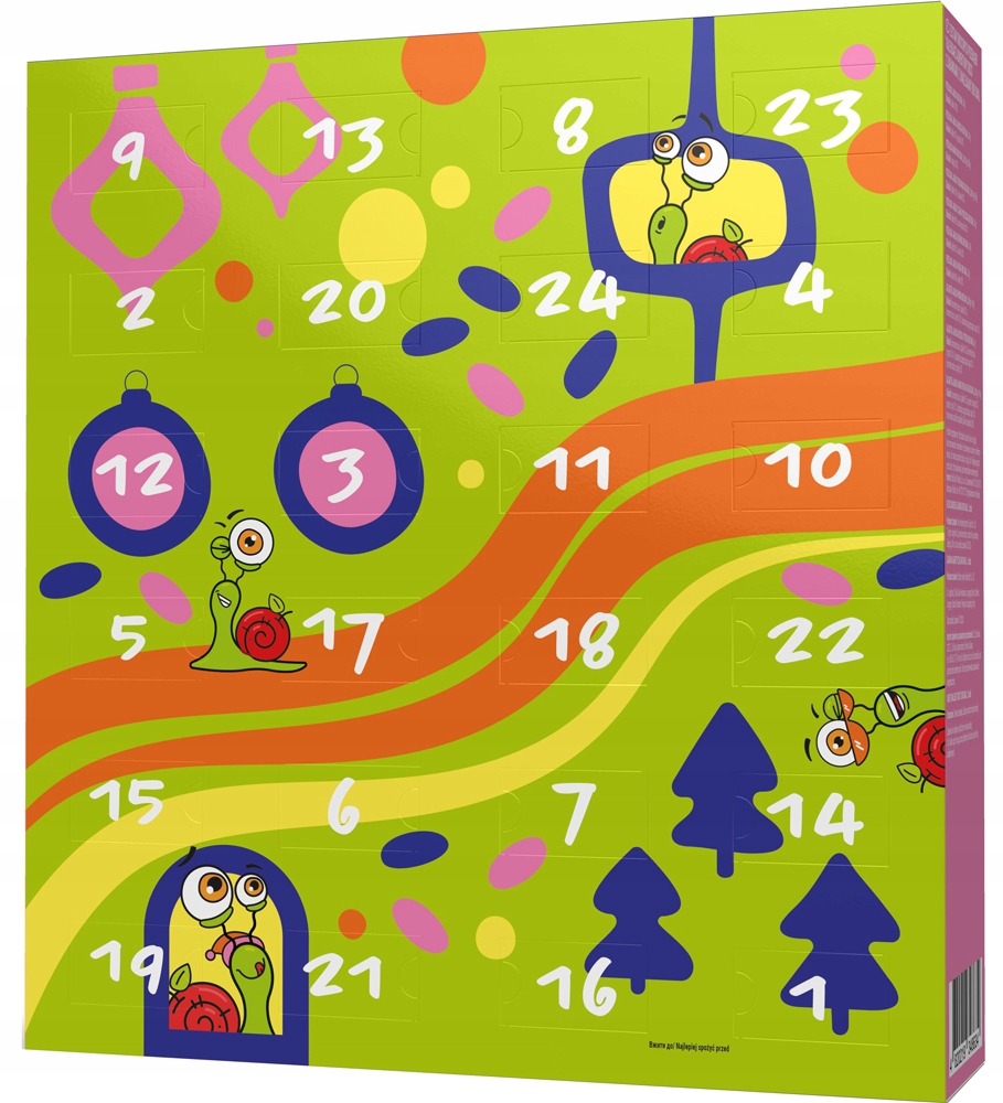 ŚLIMAK ŚWIĄTECZNY KALENDARZ ADWENTOWY BOB SNAIL | PRZEKĄSKI FIGURKI ZABAWKI Stan opakowania oryginalne