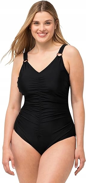 Ulla Popken Černé Jednodílné Plavky S Volánkem 54 6FA