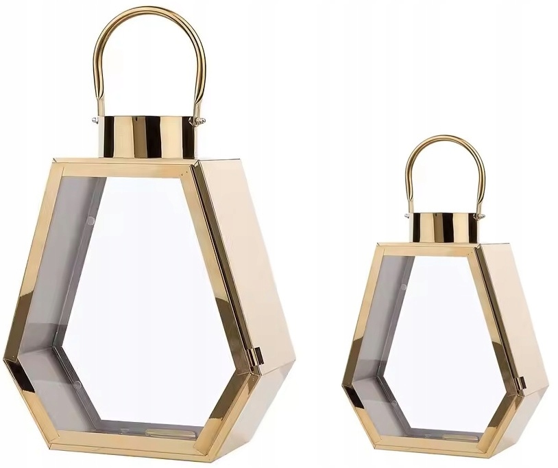 Sada 2 zlatých lampiónov Glamour 35 cm 28 cm, zlaté lampióny ako darček