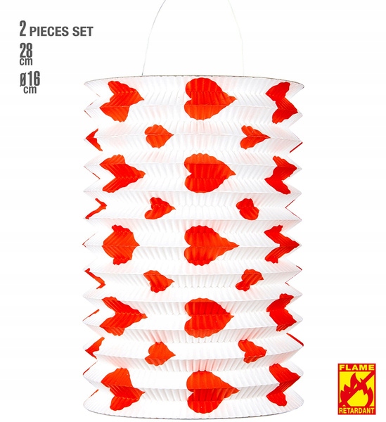 LAMPION PAPIEROWY LATARENKA CZERWONE SERCA 2 SZT. 28 CM WALENTYNKI Płeć uniseks